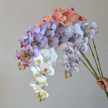4Pcs 9-head Phalaenopsis Latex Artificial Flowers Dining Table Decoration for Wedding Party Butterfly Orchid Home Decor Floral