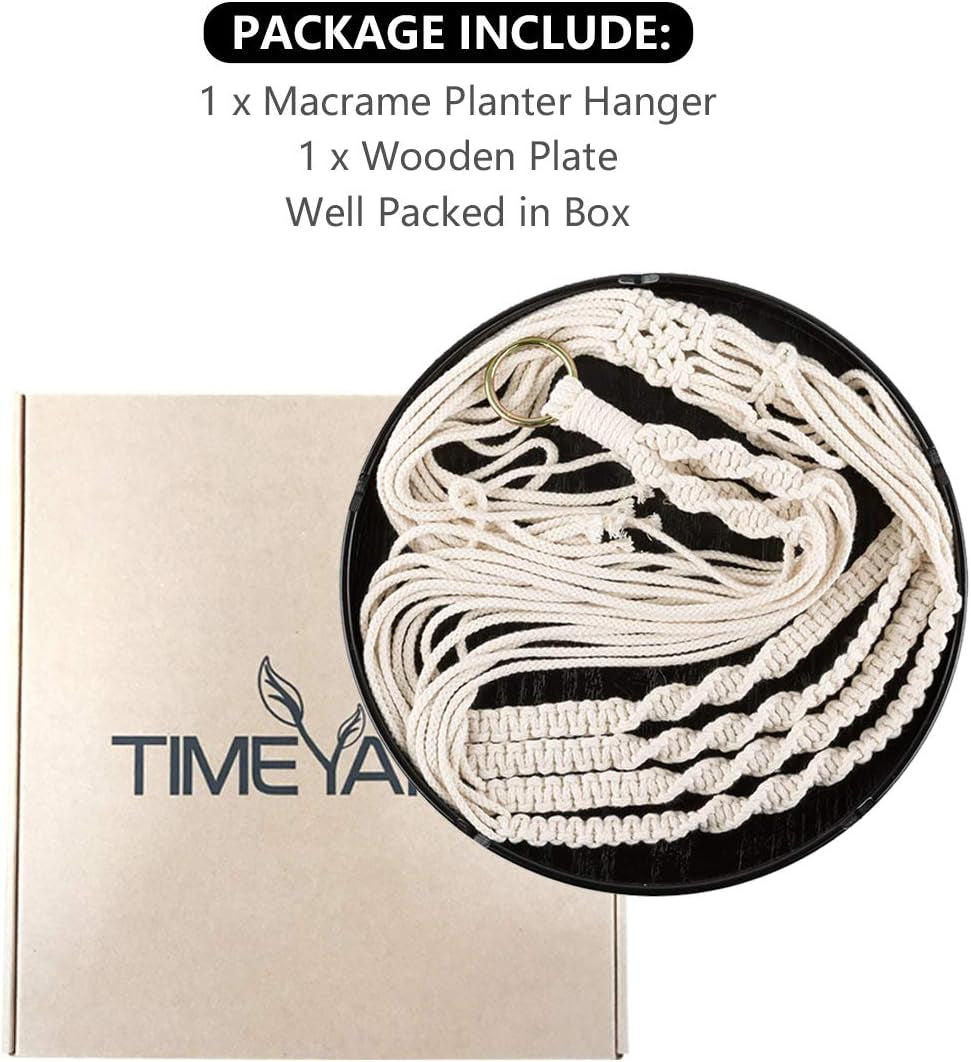 Macrame Plant Hangers Shelf - Hanging Planter Indoor Decorative Pot Holder with Beautiful Flower Cut Outs - BOHO Chic Bohemian Home Decor, in Box