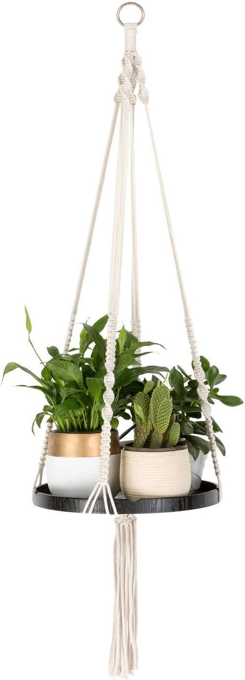 Macrame Plant Hangers Shelf - Hanging Planter Indoor Decorative Pot Holder with Beautiful Flower Cut Outs - BOHO Chic Bohemian Home Decor, in Box