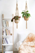 2 Pack Macrame Plant Hangers Indoor Hanging Planter Basket Decorative Flower Pot Holder Jute Rope for Indoor Outdoor Home Decor 4 Legs 40 Inch, Brown