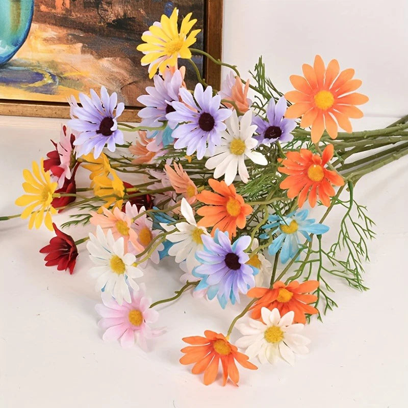 1/3/5Pcs 50cm Daisy Flower 5Heads Plastic Artificial Flowers Fake Bouquet Home Wedding Brides Decor DIY Garden Room Table Decor