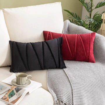 2PCS Lumbar Throw Pillow Covers 12 X 20 Inch Farmhouse Velvet Throw Pillow Case Cushion Cover Cojines Black Red Green Pink 쿠션