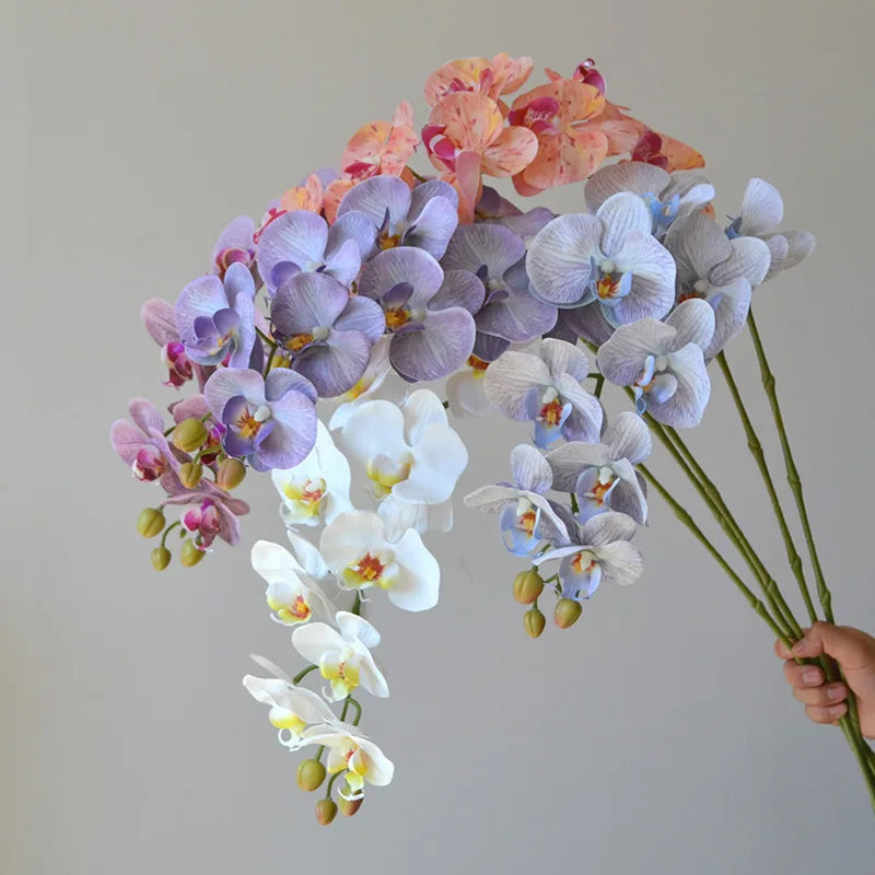 4Pcs 9-head Phalaenopsis Latex Artificial Flowers Dining Table Decoration for Wedding Party Butterfly Orchid Home Decor Floral